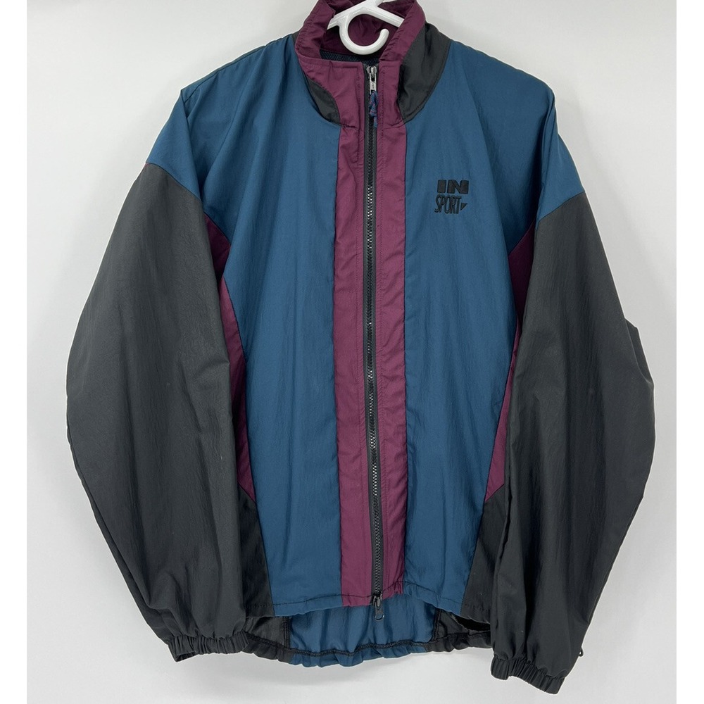 Vintage Insport Mesh Windbreaker Full Zip Jacket Color Block Women's Size Medium
